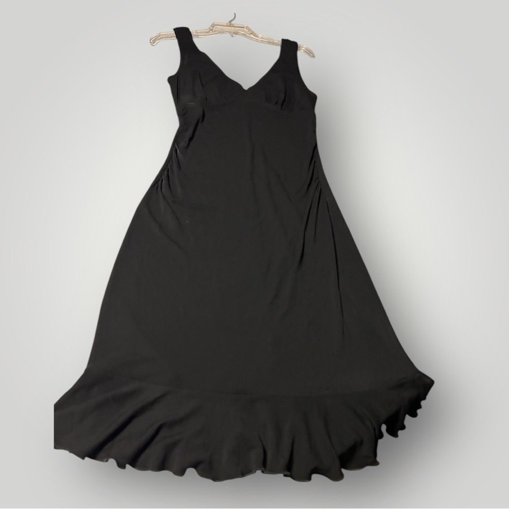 BCBG Black Tank Princess Cut Ruffle Hem Midi Dress with give and stretch.  Sz S - Picture 7 of 7